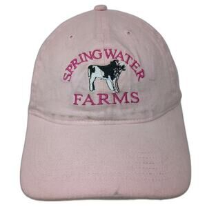 Big X Spring Water Farms Cow Baseball Cap Pink OS Embroidered Adjustable Hat